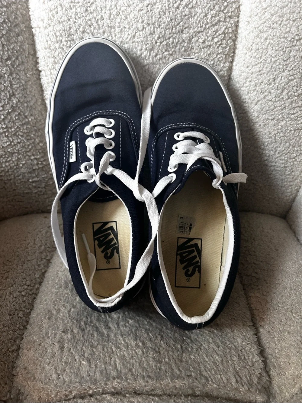 Vans Navy and White Low-Top Canvas Sneakers